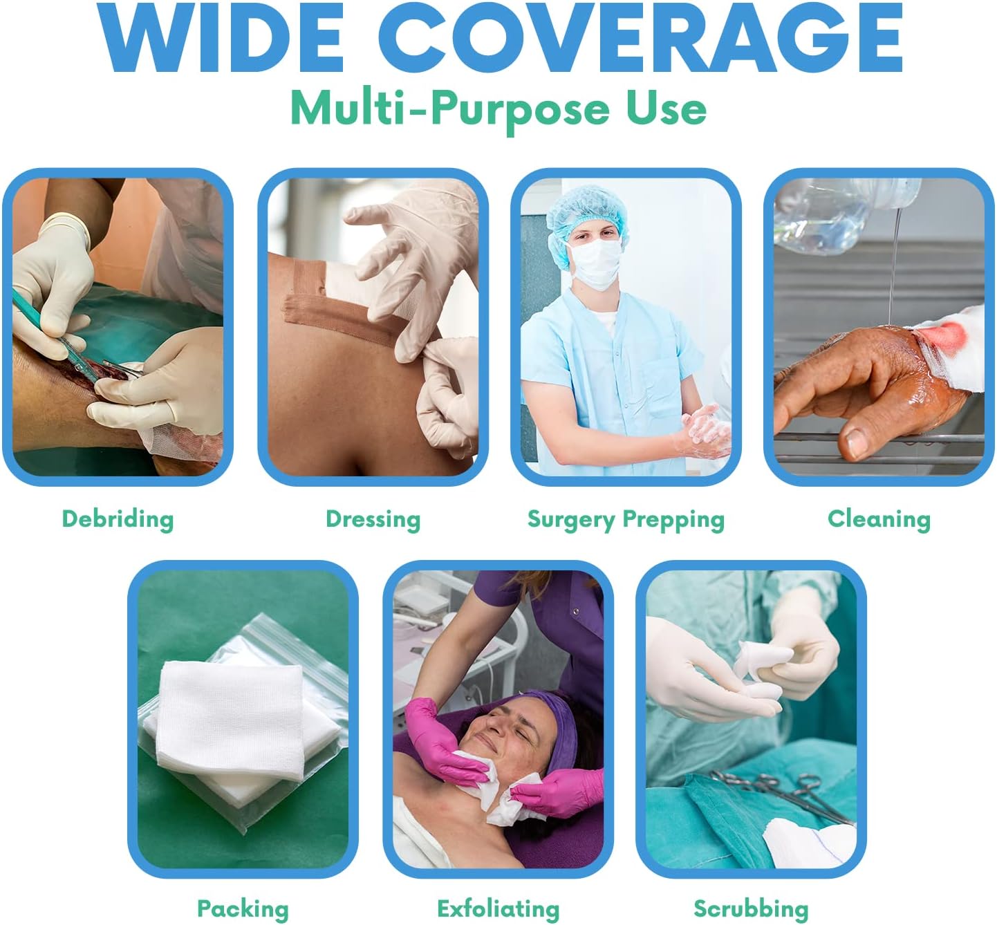 HEALQU Gauze Pads 4"x4" - 200-Pack, 4-Ply Non-Woven Sponges Non-Sterile, All-Purpose Dental and Surgical Sponges Including First Aid Kits and Medical Facilities
