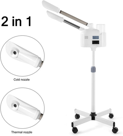 Professional 2 in 1 Facial Steamer Upgrade Esthetician Steamer with hot &amp; Cold Nozzle Beauty Salon Spa
