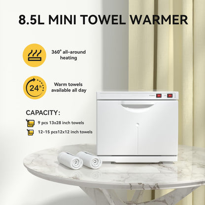 Hot Towel Warmer, 8.5L Towel Warmers Spa, Small Towel Warmer Professional Mini Towel Warmer Cabinet for Facial, Towel Warmer Esthetician Towel Heater for Beauty&amp;Salon(8.5L-White)