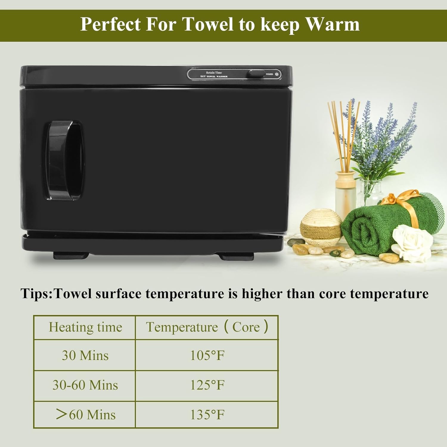 8L Professional Towel Warmer, Hot Towel Warmer, The RetainTime Towel Warmer is Suitable for Salons, Beauty, Spas, Pedicures and Other Professional Stores.(Black Towel Warmer)