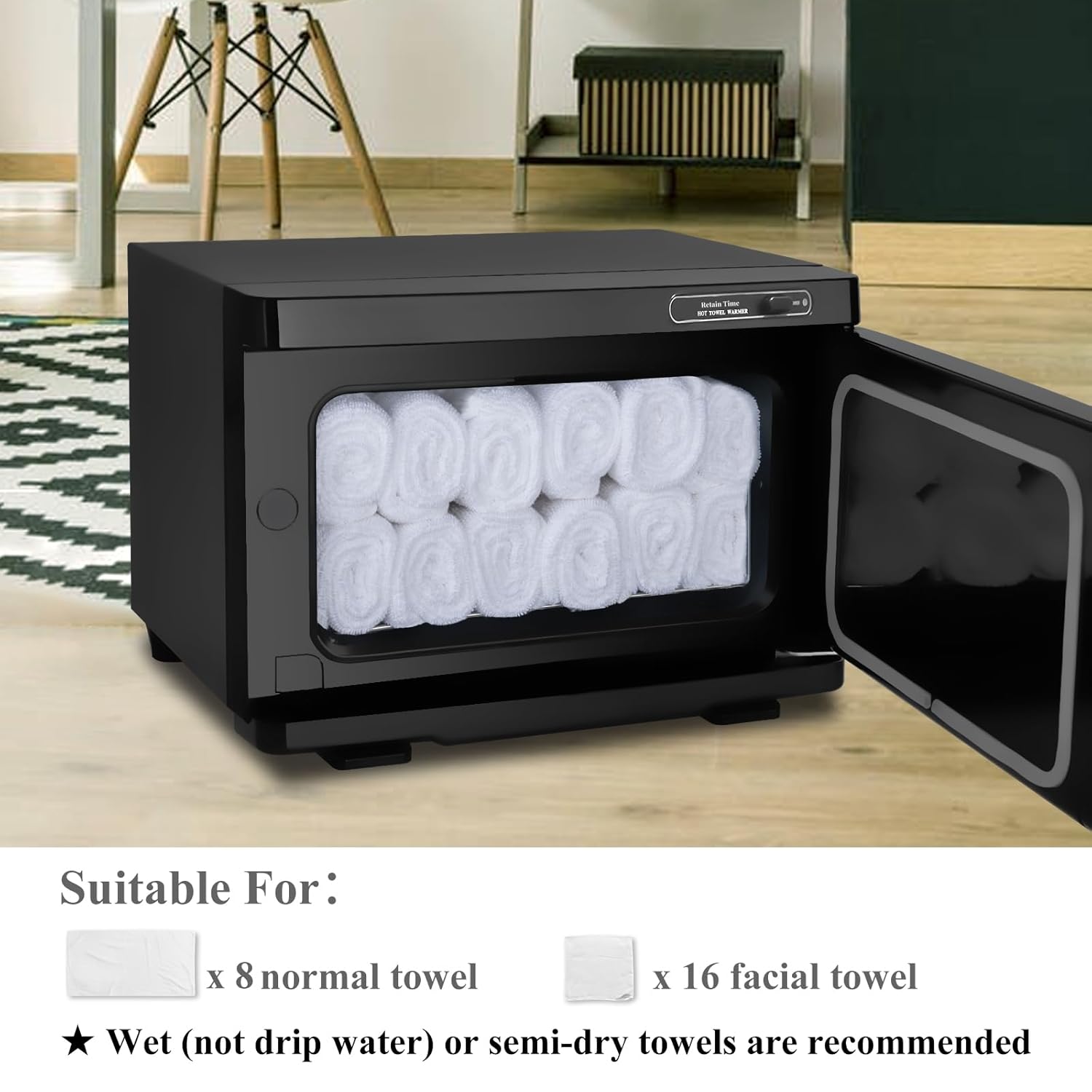 8L Professional Towel Warmer, Hot Towel Warmer, The RetainTime Towel Warmer is Suitable for Salons, Beauty, Spas, Pedicures and Other Professional Stores.(Black Towel Warmer)