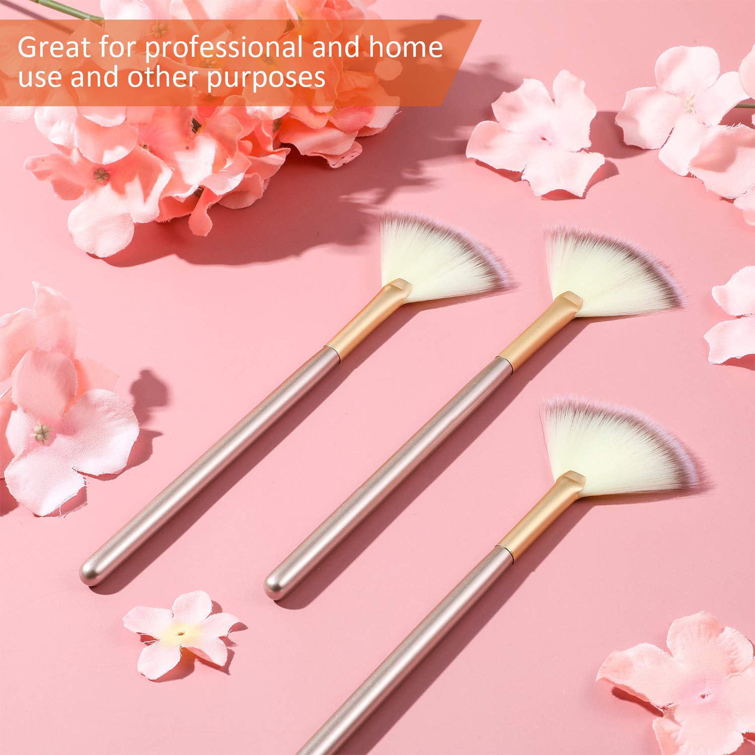 9 Pieces Facial Fan Mask Brushes, Soft Facial Applicator Brushes Tools for Peel Glycolic Makeup for Mud Cream(Champagne)
