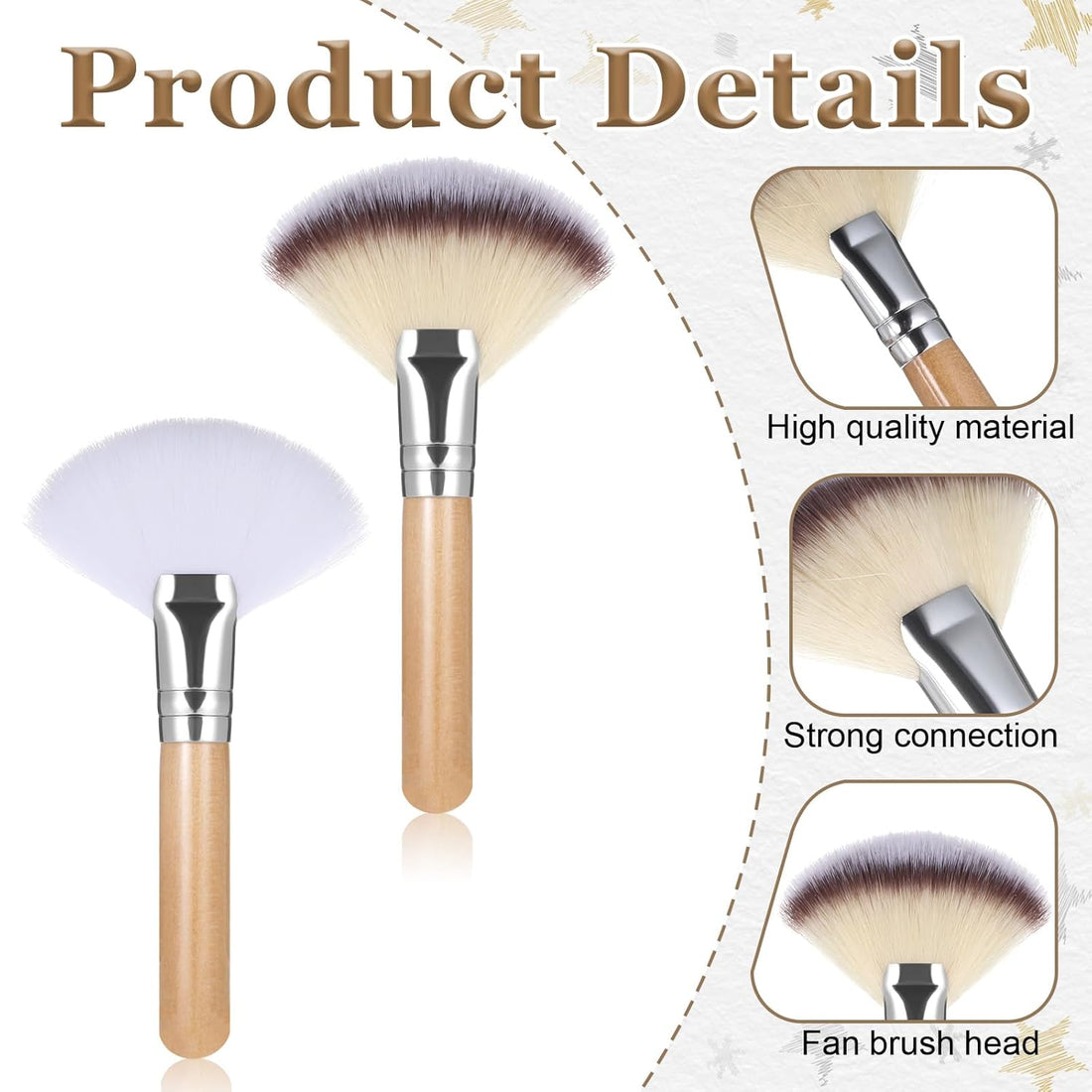 4 Pcs Facial Fan Brushes - Fluffy Fan Brushes for Facials - Esthetician Short &amp; Long Handle - Soft Bristle Highlighter Brush - Face Makeup Tools - Women&