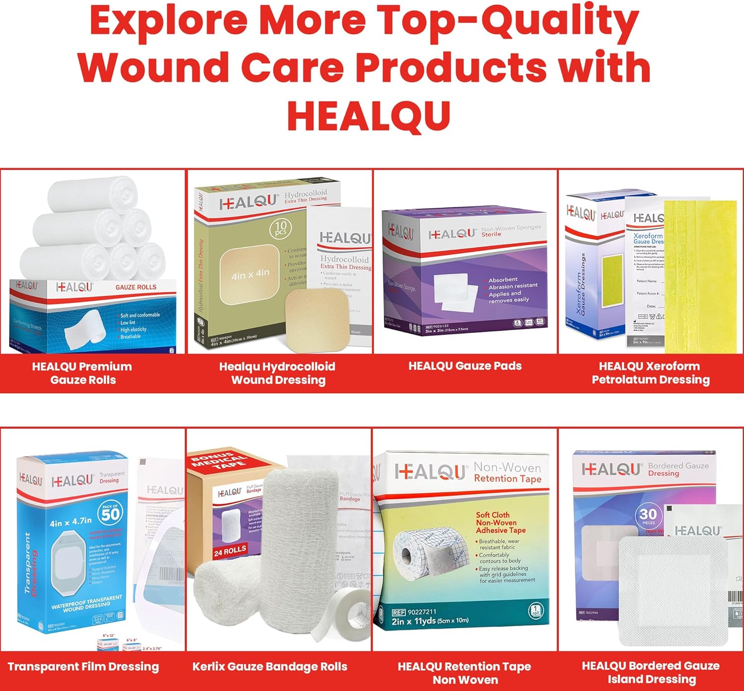HEALQU Gauze Pads 4&quot;x4&quot; - 200-Pack, 4-Ply Non-Woven Sponges Non-Sterile, All-Purpose Dental and Surgical Sponges Including First Aid Kits and Medical Facilities